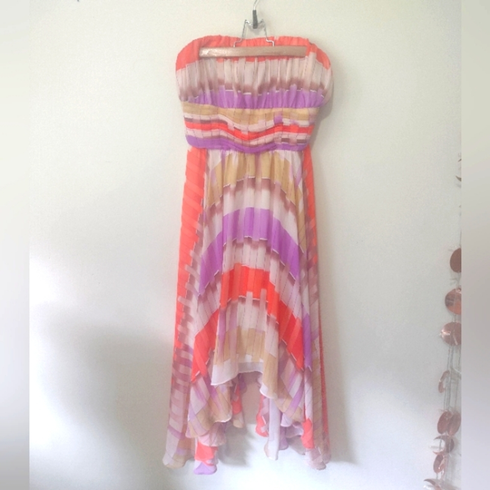 Beautiful GUESS Flowy Orange White Purple Dress M L - Picture 7 of 9